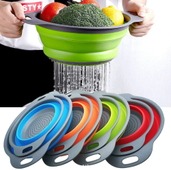 Складной силиконовый дуршлаг - сито / Цвет Микс